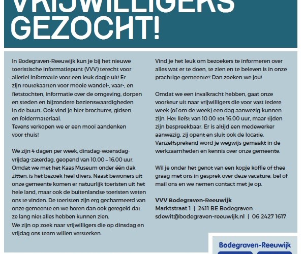 vrijwilliger gezocht